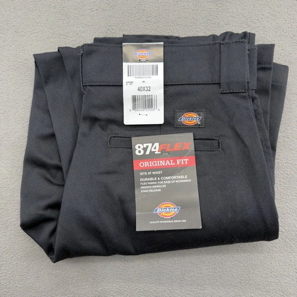 Dickies 874 Flex Original Fit Work Pant Mens 32x32 Black Uniform Durable Stretch